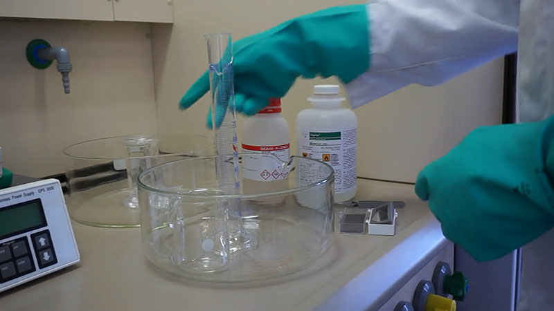 Chemically clean microscope slides with Piranha solution