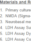 NMDA-induced Excitotoxicity and Lactate Dehydrogenase Assay in Primary Cultured Neurons