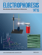 Cover of Electrophoresis, featuring study using the protocol.