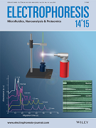 Cover of Electrophoresis, featuring study using the protocol.
