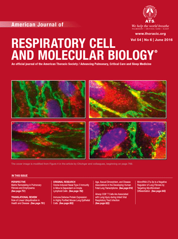 Cover of American Journal of Respiratory Cell and Molecular Biology, featuring study using the protocol.