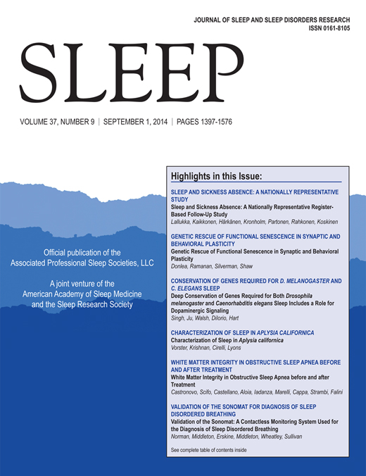 Cover of Sleep, featuring study using the protocol.