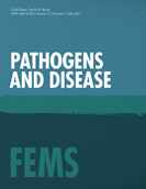 Cover of Pathogens and Disease, featuring study using the protocol.