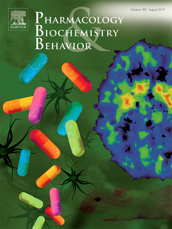 Cover of Pharmacology Biochemistry and Behavior, featuring study using the protocol.