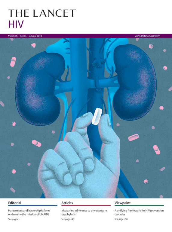 Cover of The Lancet. HIV, featuring study using the protocol.