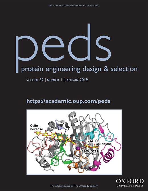 Cover of Protein Engineering, Design and Selection, featuring study using the protocol.