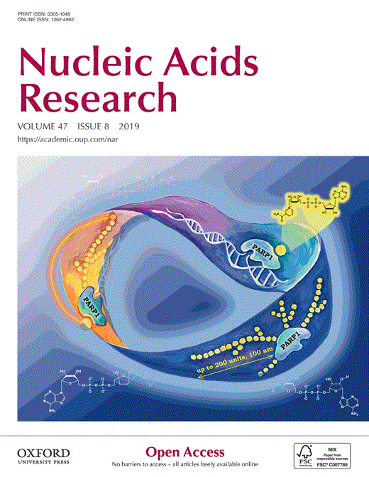 Cover of Nucleic Acids Research, featuring study using the protocol.