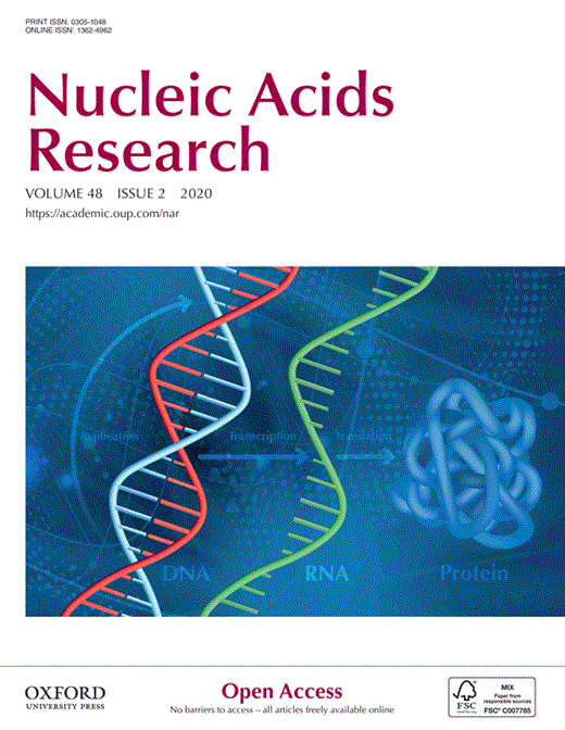 Cover of Nucleic Acids Research, featuring study using the protocol.