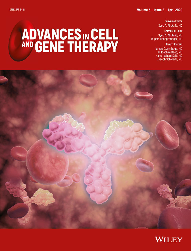 Cover of Advances in Cell and Gene Therapy, featuring study using the protocol.