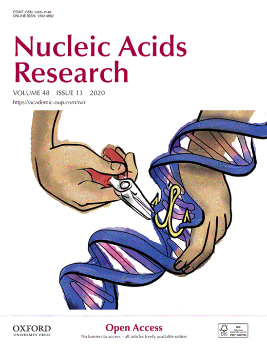 Cover of Nucleic Acids Research, featuring study using the protocol.