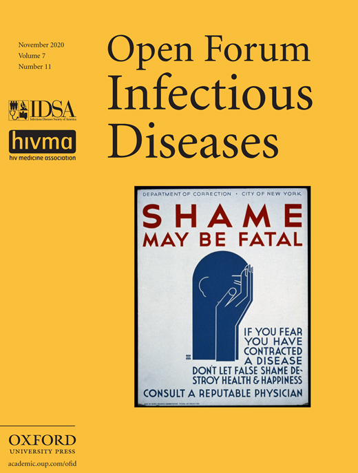 Cover of Open Forum Infectious Diseases, featuring study using the protocol.