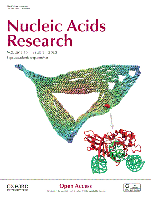 Cover of Nucleic Acids Research, featuring study using the protocol.