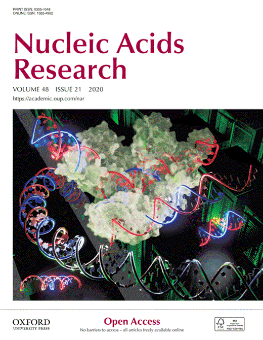 Cover of Nucleic Acids Research, featuring study using the protocol.