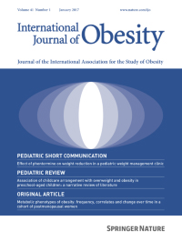 Cover of International Journal of Obesity, featuring study using the protocol.
