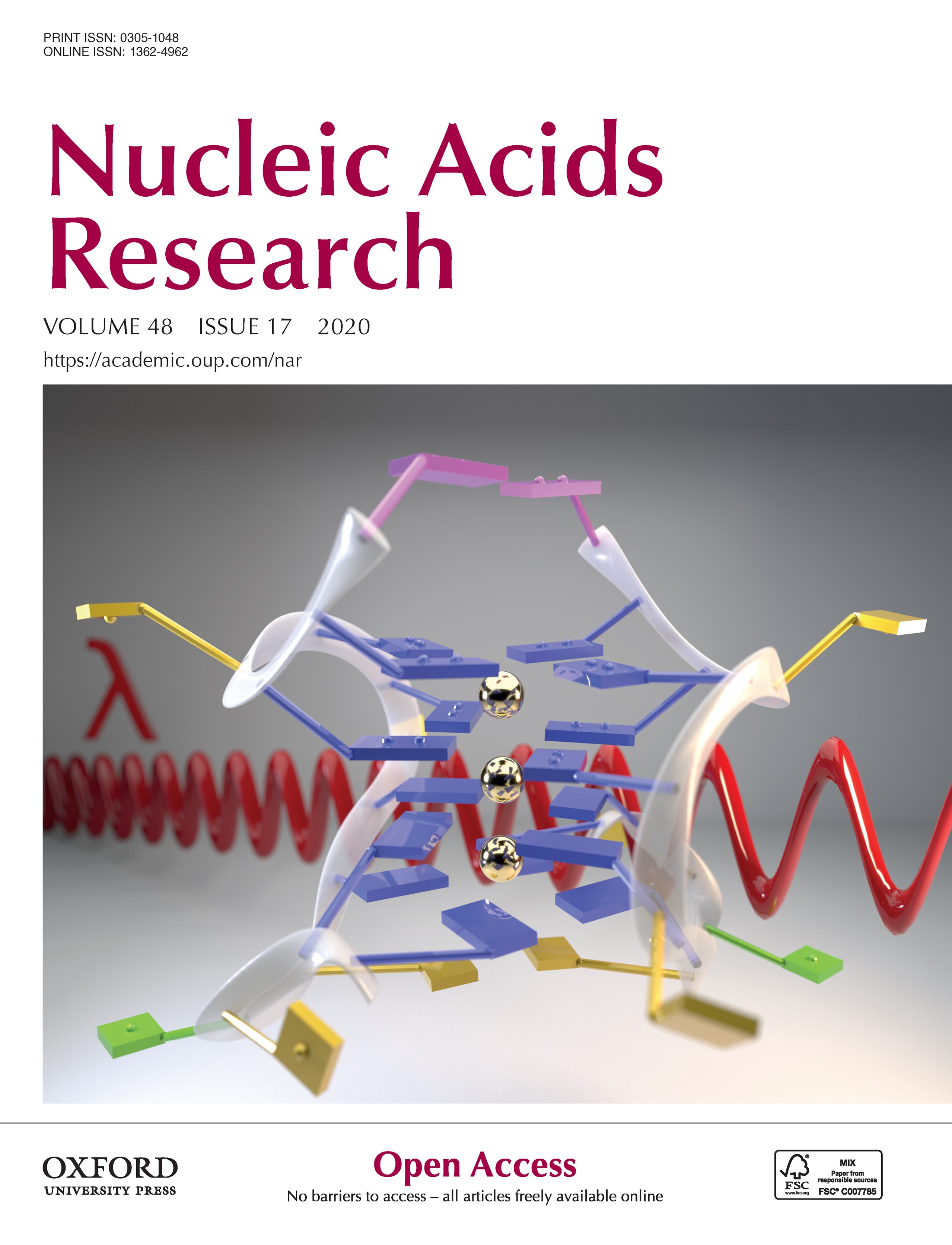 Cover of Nucleic Acids Research, featuring study using the protocol.