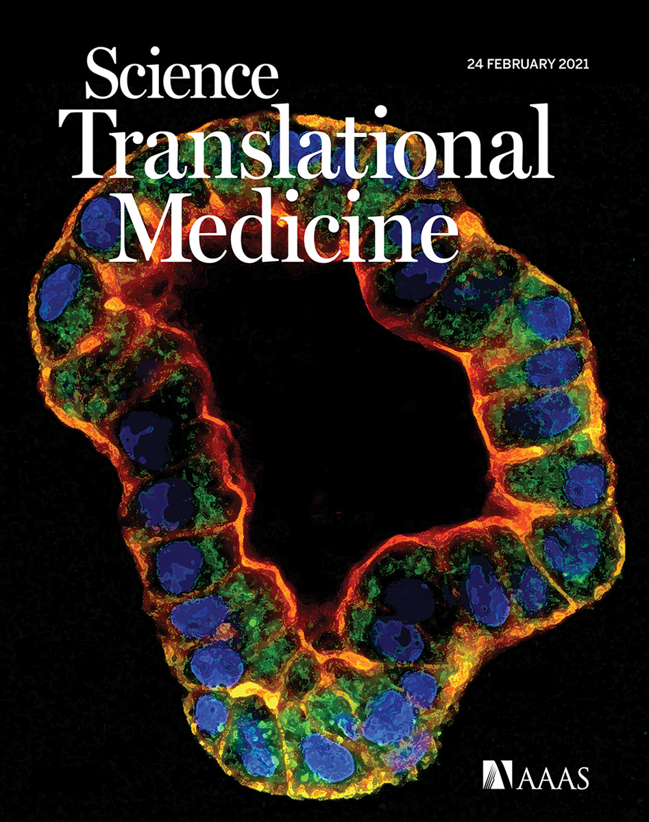 Cover of Science Translational Medicine, featuring study using the protocol.