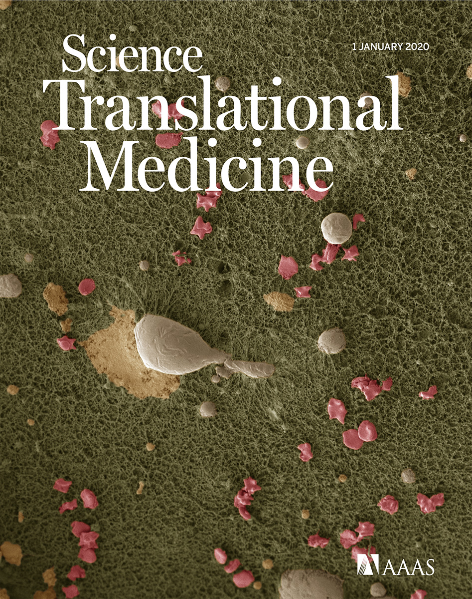 Cover of Science Translational Medicine, featuring study using the protocol.