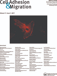 Cover of Cell Adhesion and Migration, featuring study using the protocol.