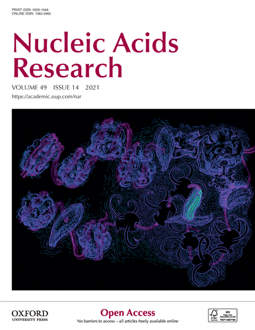 Cover of Nucleic Acids Research, featuring study using the protocol.