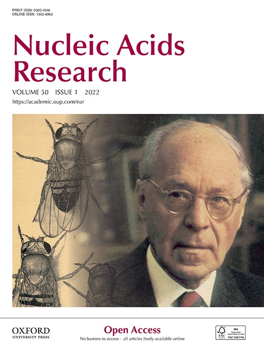 Cover of Nucleic Acids Research, featuring study using the protocol.