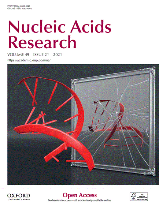Cover of Nucleic Acids Research, featuring study using the protocol.