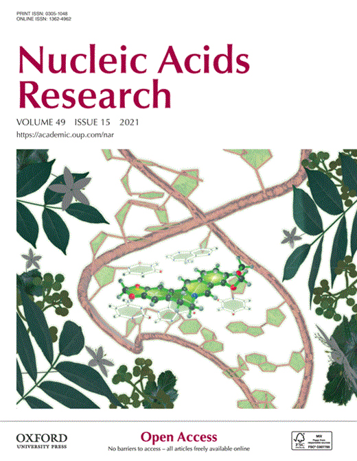 Cover of Nucleic Acids Research, featuring study using the protocol.