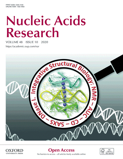 Cover of Nucleic Acids Research, featuring study using the protocol.