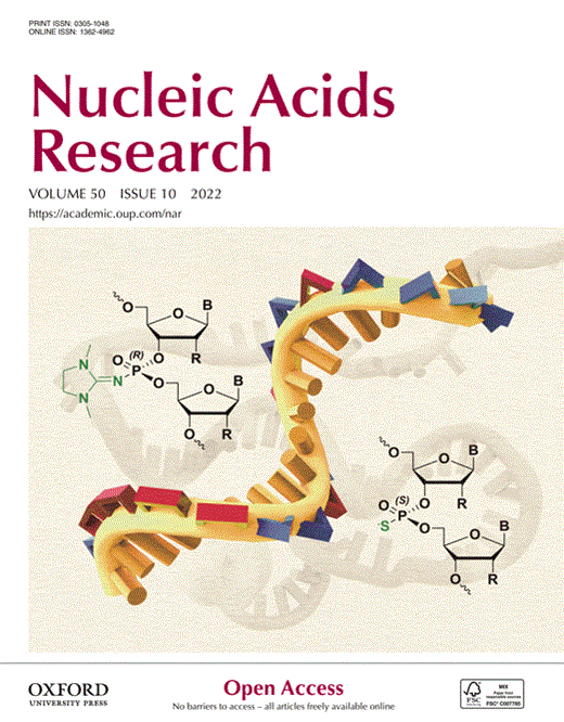 Cover of Nucleic Acids Research, featuring study using the protocol.