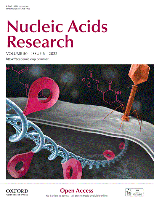 Cover of Nucleic Acids Research, featuring study using the protocol.