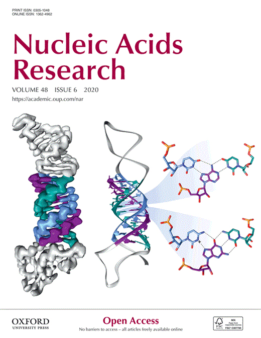 Cover of Nucleic Acids Research, featuring study using the protocol.