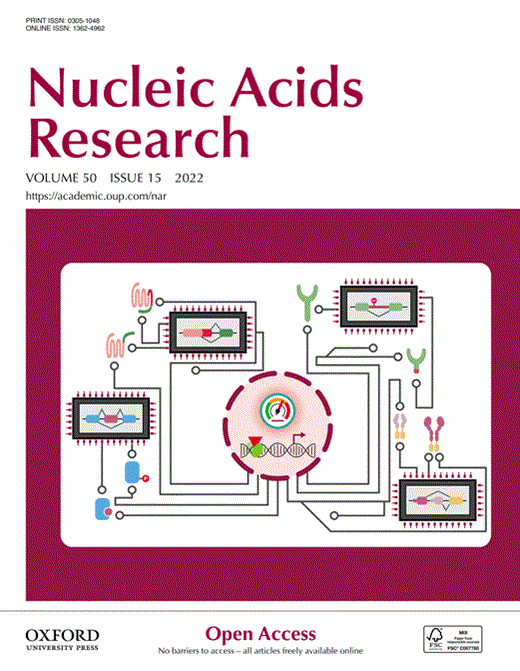 Cover of Nucleic Acids Research, featuring study using the protocol.