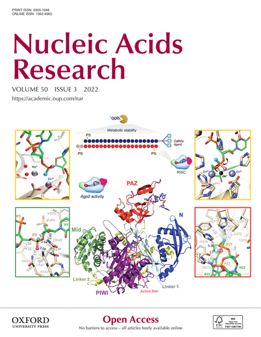 Cover of Nucleic Acids Research, featuring study using the protocol.