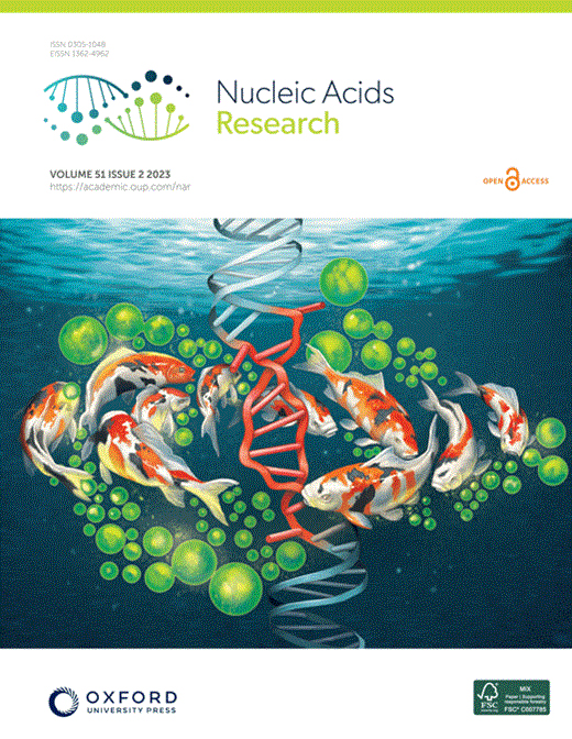 Cover of Nucleic Acids Research, featuring study using the protocol.