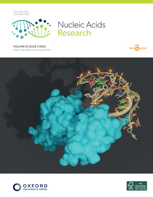 Cover of Nucleic Acids Research, featuring study using the protocol.