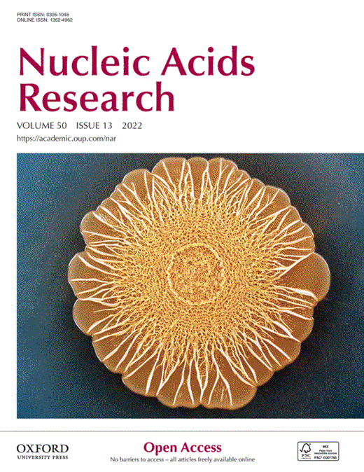Cover of Nucleic Acids Research, featuring study using the protocol.