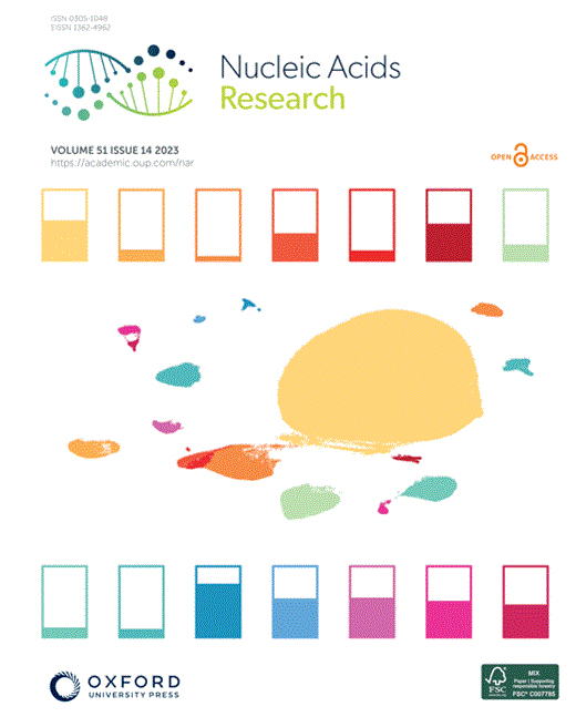 Cover of Nucleic Acids Research, featuring study using the protocol.