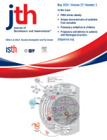 Cover of Journal of Thrombosis and Haemostasis, featuring study using the protocol.