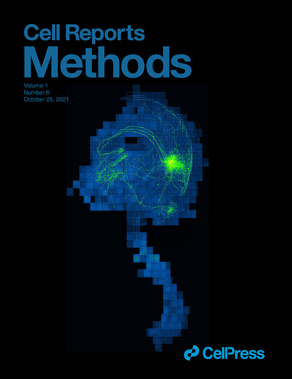 Cover of Cell Reports Methods, featuring study using the protocol.