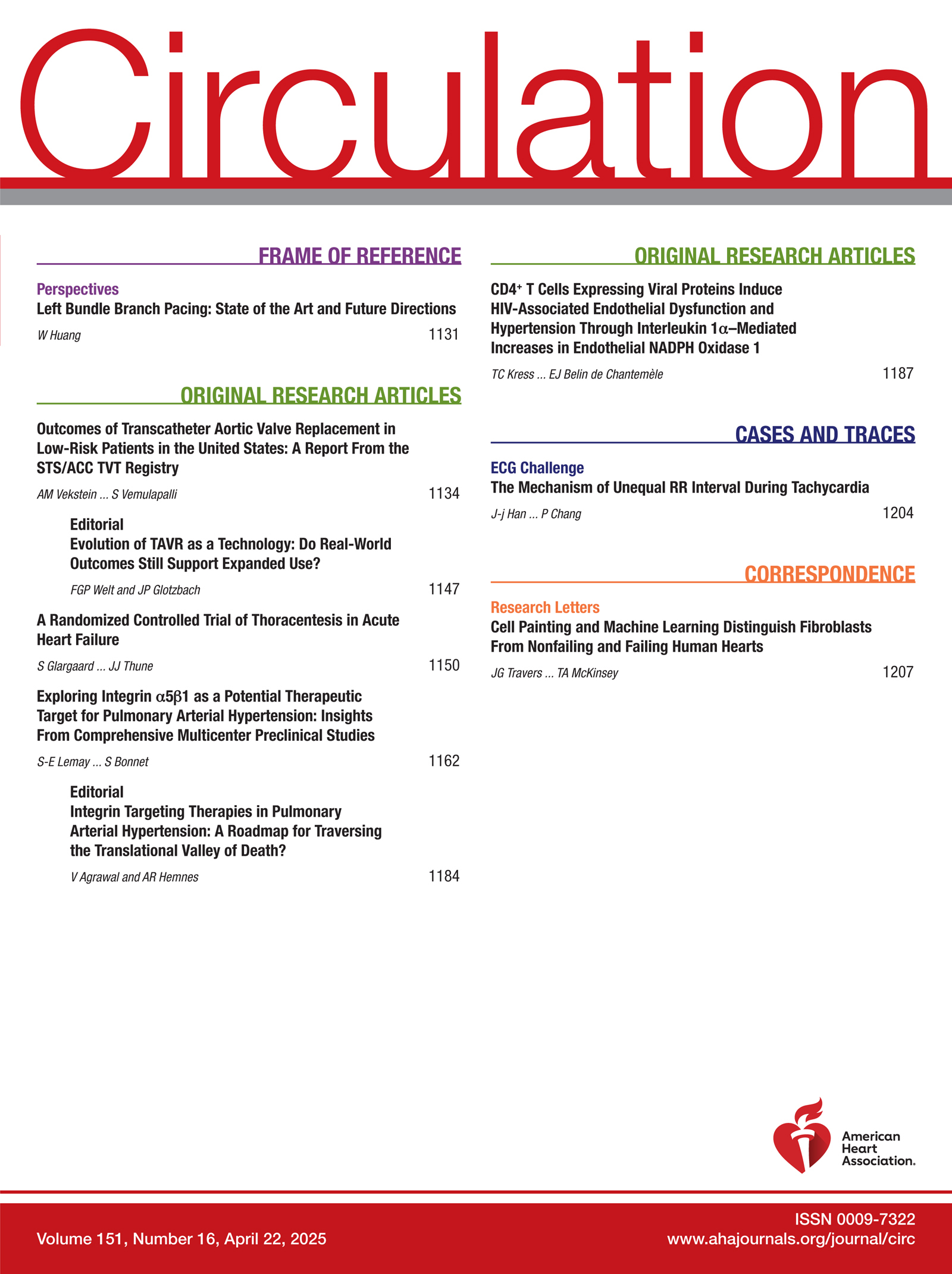 Cover of Circulation, featuring study using the protocol.